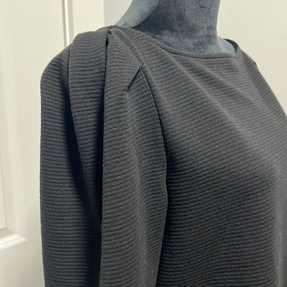 Worthington women’s boat neck puff 3/4 length sleeves black ribbed blouse size L - Picture 5 of 8